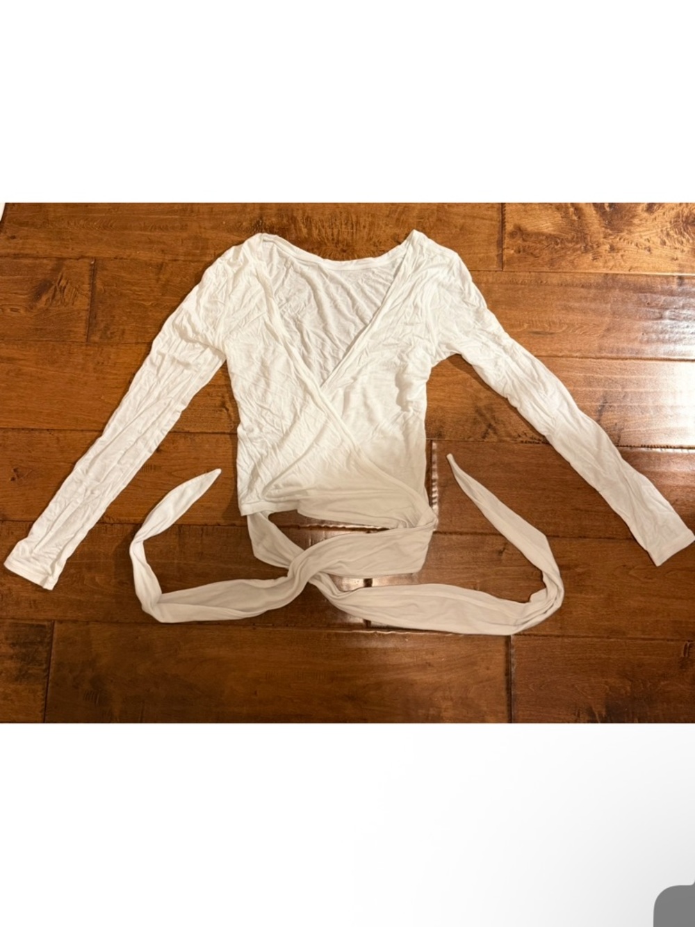 Wrap-Front Long Sleeve Crop Top - White